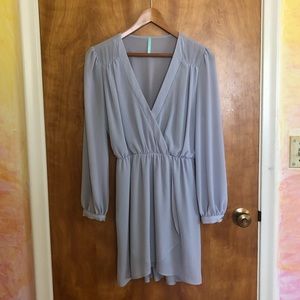 Grey Deep V Mini Dress